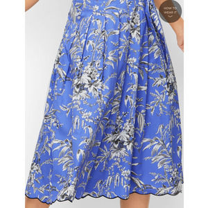 Talbots Women’s Size 16P Scalloped Fit & Flare Skirt - Etched Bird Toile